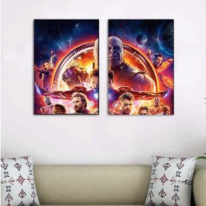 1 Kit com 2 Quadros em Lona Cinema Vingadores