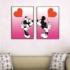 1 Kit com 2 Quadros em Lona Infantil Mickey & Minnie