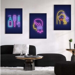 Kit com 3 Quadros em Lona Salão de Beleza