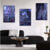 1 Kit com 3 Quadros em Lona Paisagem Noturna