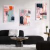 Kit com 3 Quadros Arte Abstrata em Lona