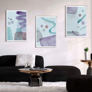 Kit com 3 Quadros Arte Abstrata em Lona