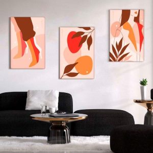 Kit com 3 Quadros Arte Abstrata em Lona