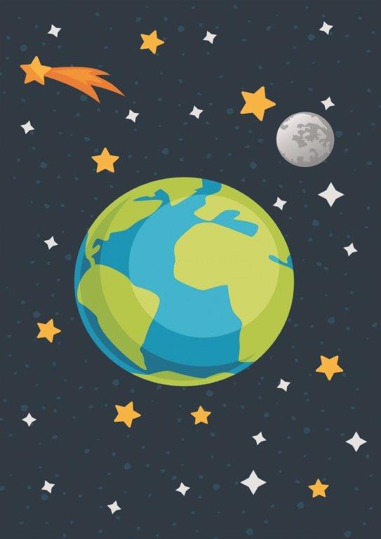 111 Kit com 4 Quadros em Lona Infantil Dinossauro Astronauta