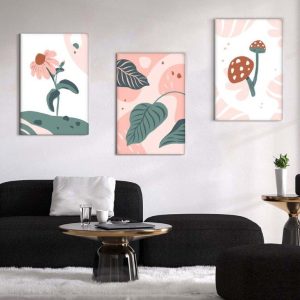 Kit com 3 Quadros Arte Abstrata em Lona