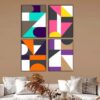 Kit com 4 Quadros Arte Abstrata em Lona