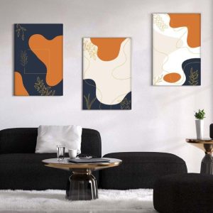Kit com 3 Quadros Arte Abstrata em Lona