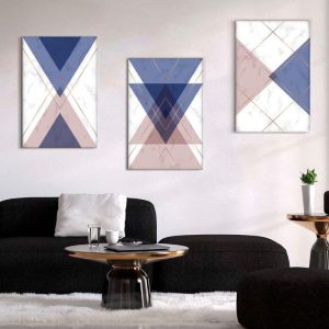 Kit com 3 Quadros Arte Abstrata em Lona