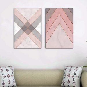 Kit com 2 Quadros Arte Abstrata em Lona