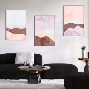 Kit com 3 Quadros Arte Abstrata em Lona