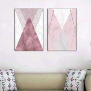 Kit com 2 Quadros Arte Abstrata em Lona
