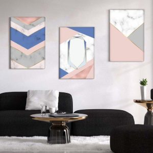 Kit com 3 Quadros Arte Abstrata em Lona