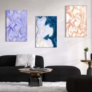 Kit com 3 Quadros Arte Abstrata em Lona