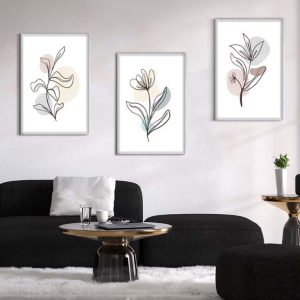Kit com 3 Quadros Arte Abstrata em Lona