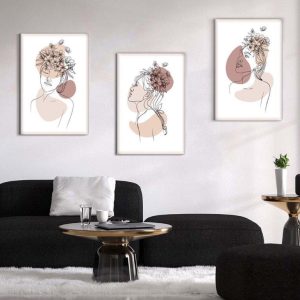 Kit com 3 Quadros Arte Abstrata em Lona