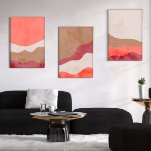 Kit com 3 Quadros Arte Abstrata em Lona