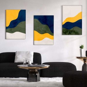 Kit com 3 Quadros Arte Abstrata em Lona