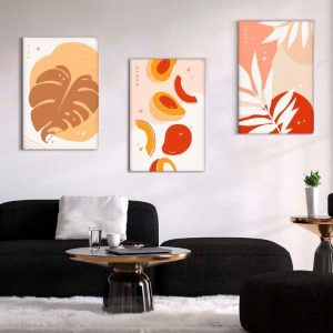 Kit com 3 Quadros Arte Abstrata em Lona