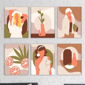 Kit com 6 Quadros Arte Abstrata em Lona