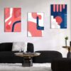 Kit com 3 Quadros Arte Abstrata em Lona