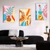 Kit com 3 Quadros Arte Abstrata em Lona