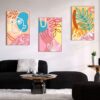 167 Kit com 3 Quadros Arte Abstrata em Lona
