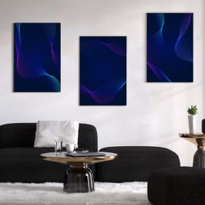Kit com 3 Quadros Arte Abstrata em Lona