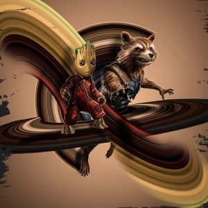 Quadro em Lona Rocket & Groot