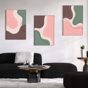 Kit com 3 Quadros Arte Abstrata em Lona