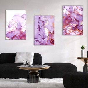 Kit com 3 Quadros Arte Abstrata em Lona