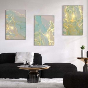 Kit com 3 Quadros Arte Abstrata em Lona