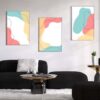 Kit com 3 Quadros Arte Abstrata em Lona