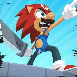 Quadro em Lona Sonic Mario Bros
