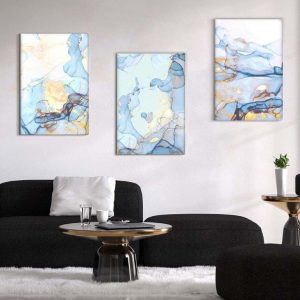 Kit com 3 Quadros Arte Abstrata em Lona
