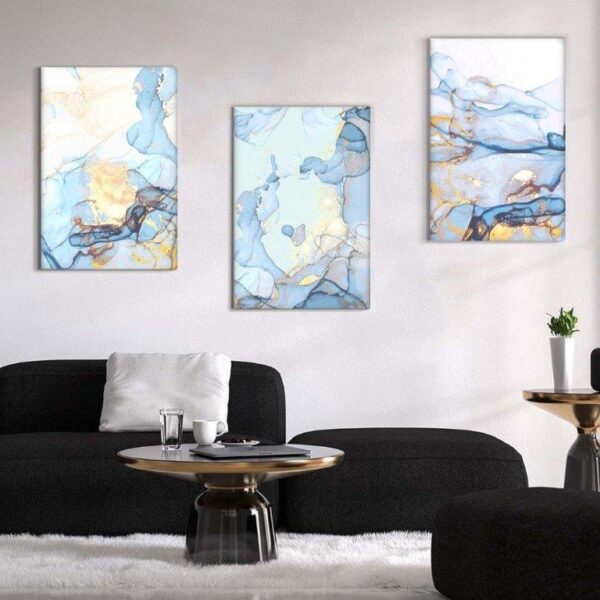 Kit com 3 Quadros Arte Abstrata em Lona