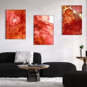 Kit com 3 Quadros Arte Abstrata em Lona