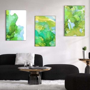 Kit com 3 Quadros Arte Abstrata em Lona