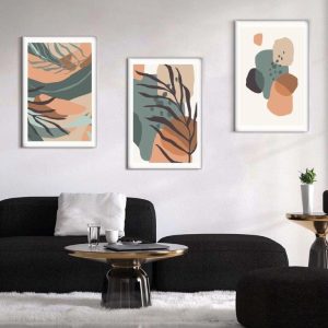 Kit com 3 Quadros Arte Abstrata em Lona