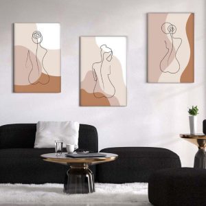 Kit com 3 Quadros Arte Abstrata em Lona