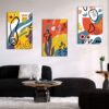 Kit com 3 Quadros Arte Abstrata em Lona