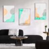 Kit com 3 Quadros Arte Abstrata em Lona
