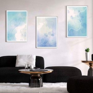 Kit com 3 Quadros Arte Abstrata em Lona