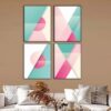Kit com 4 Quadros Arte Abstrata em Lona