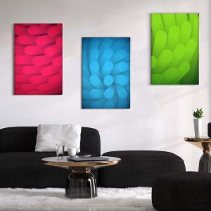 Kit com 3 Quadros Arte Abstrata em Lona