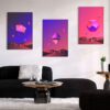 195 Kit com 3 Quadros Arte Abstrata em Lona
