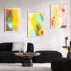 199 Kit com 3 Quadros Arte Abstrata em Lona