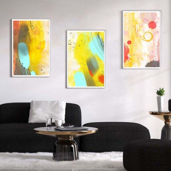 199 Kit com 3 Quadros Arte Abstrata em Lona