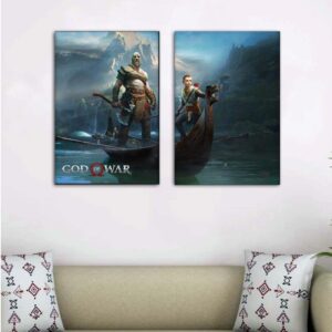 Kit com 2 Quadros em Lona God Of War