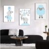 Kit com 3 Quadros em Lona Infantil Carneirinhos