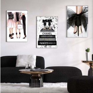 Kit com 3 Quadros em Lona Pop Chanel